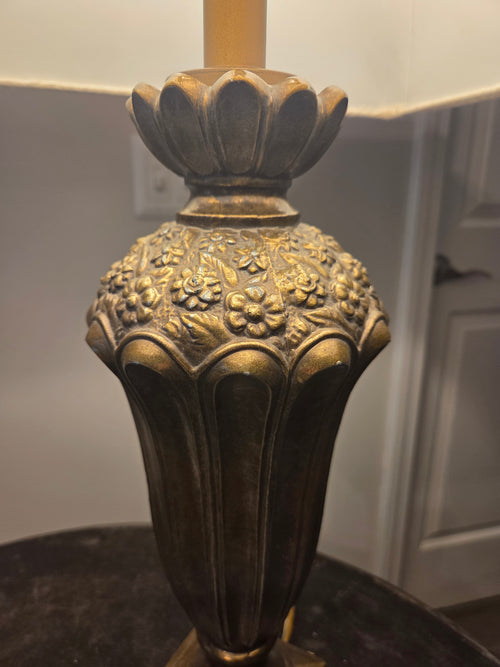 Set of 2 Vintage Brass Lamps with Shades